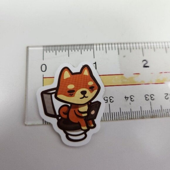 Fox Sticker Fox on Toilet w Phone Cell Bathroom Funny Cute - Picture 3 of 4